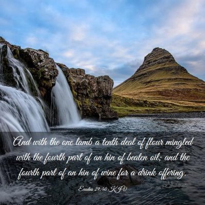 Picture 03 - Exodus 29:40 KJV - And with the one lamb a tenth deal of flour - Bible Verse Picture