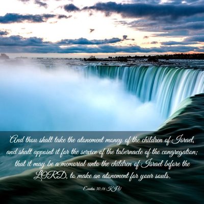 Picture 03 - Exodus 30:16 KJV - And thou shalt take the atonement money of the - Bible Verse Picture
