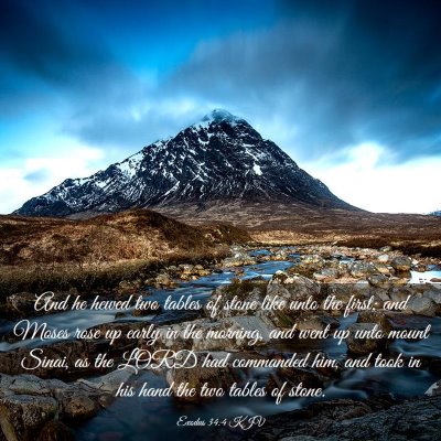 Picture 03 - Exodus 34:4 KJV - And he hewed two tables of stone like unto the - Bible Verse Picture