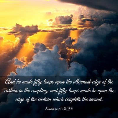 Picture 03 - Exodus 36:17 KJV - And he made fifty loops upon the uttermost edge - Bible Verse Picture