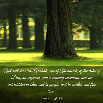 Picture 03 - Exodus 38:23 KJV - And with him was Aholiab, son of Ahisamach, of - Bible Verse Picture