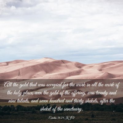 Picture 03 - Exodus 38:24 KJV - All the gold that was occupied for the work in - Bible Verse Picture