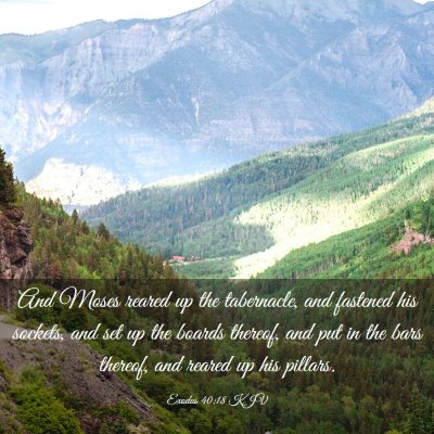 Picture 03 - Exodus 40:18 KJV - And Moses reared up the tabernacle, and fastened - Bible Verse Picture