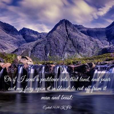 Picture 03 - Ezekiel 14:19 KJV - Or if I send a pestilence into that land, and - Bible Verse Picture