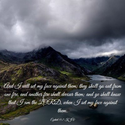 Picture 03 - Ezekiel 15:7 KJV - And I will set my face against them; they shall - Bible Verse Picture