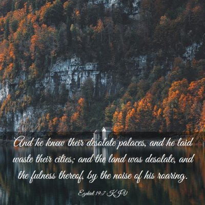 Picture 03 - Ezekiel 19:7 KJV - And he knew their desolate palaces, and he laid - Bible Verse Picture