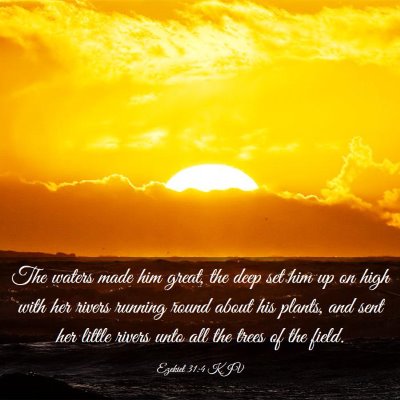 Picture 03 - Ezekiel 31:4 KJV - The waters made him great, the deep set him up on - Bible Verse Picture