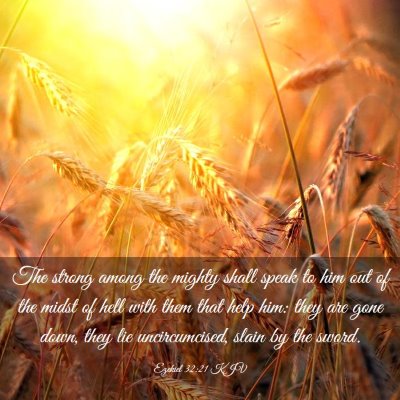 Picture 03 - Ezekiel 32:21 KJV - The strong among the mighty shall speak to him - Bible Verse Picture