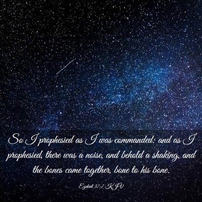 Picture 03 - Ezekiel 37:7 KJV - So I prophesied as I was commanded: and as I - Bible Verse Picture