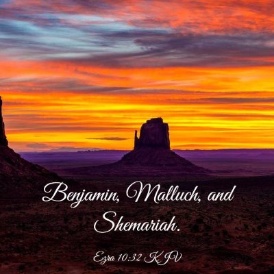 Picture 03 - Ezra 10:32 KJV - Benjamin, Malluch, and - Bible Verse Picture