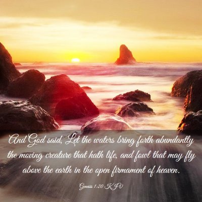 Picture 03 - Genesis 1:20 KJV - And God said, Let the waters bring forth - Bible Verse Picture