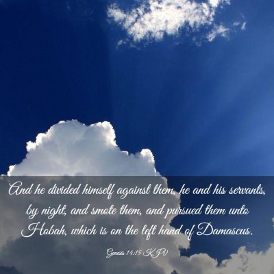 Picture 03 - Genesis 14:15 KJV - And he divided himself against them, he and his - Bible Verse Picture