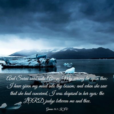 Picture 03 - Genesis 16:5 KJV - And Sarai said unto Abram, My wrong be upon thee: - Bible Verse Picture