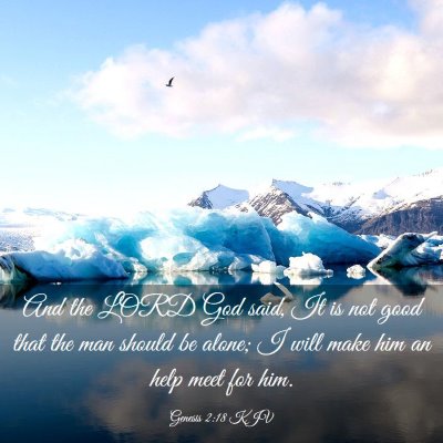 Picture 03 - Genesis 2:18 KJV - And the LORD God said, It is not good that the - Bible Verse Picture