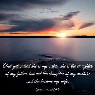 Picture 03 - Genesis 20:12 KJV - And yet indeed she is my sister; she is the - Bible Verse Picture