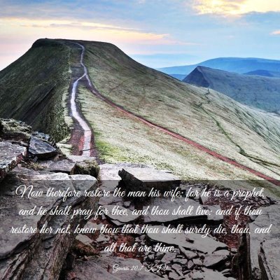 Picture 03 - Genesis 20:7 KJV - Now therefore restore the man his wife; for he is - Bible Verse Picture