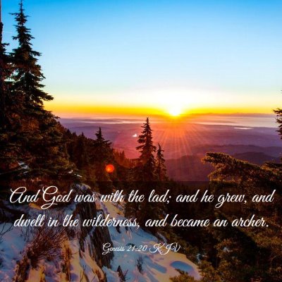 Picture 03 - Genesis 21:20 KJV - And God was with the lad; and he grew, and dwelt - Bible Verse Picture