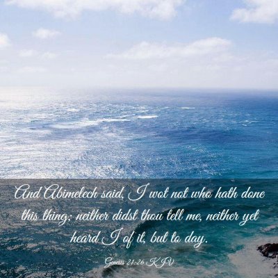 Picture 03 - Genesis 21:26 KJV - And Abimelech said, I wot not who hath done this - Bible Verse Picture