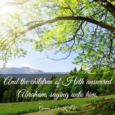Picture 03 - Genesis 23:5 KJV - And the children of Heth answered Abraham, saying - Bible Verse Picture