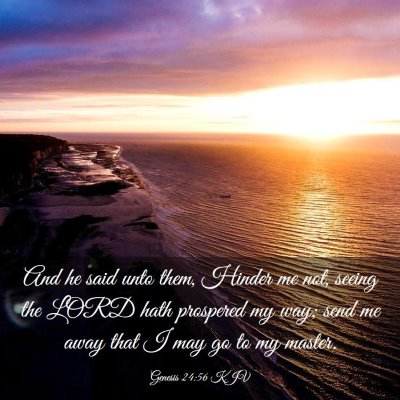 Picture 03 - Genesis 24:56 KJV - And he said unto them, Hinder me not, seeing the - Bible Verse Picture