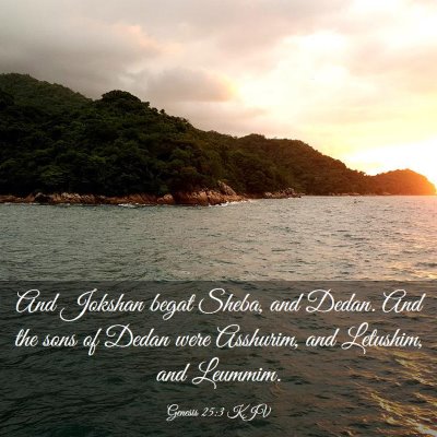 Picture 03 - Genesis 25:3 KJV - And Jokshan begat Sheba, and Dedan. And the sons - Bible Verse Picture