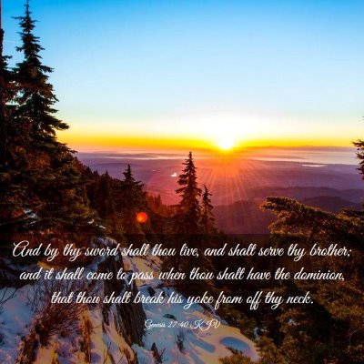 Picture 03 - Genesis 27:40 KJV - And by thy sword shalt thou live, and shalt serve - Bible Verse Picture