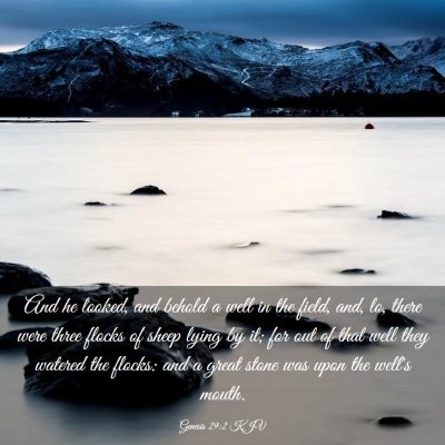 Picture 03 - Genesis 29:2 KJV - And he looked, and behold a well in the field, - Bible Verse Picture