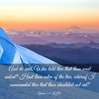 Picture 03 - Genesis 3:11 KJV - And he said, Who told thee that thou wast naked? - Bible Verse Picture