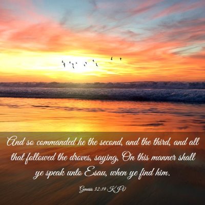 Picture 03 - Genesis 32:19 KJV - And so commanded he the second, and the third, - Bible Verse Picture