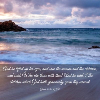 Picture 03 - Genesis 33:5 KJV - And he lifted up his eyes, and saw the women and - Bible Verse Picture