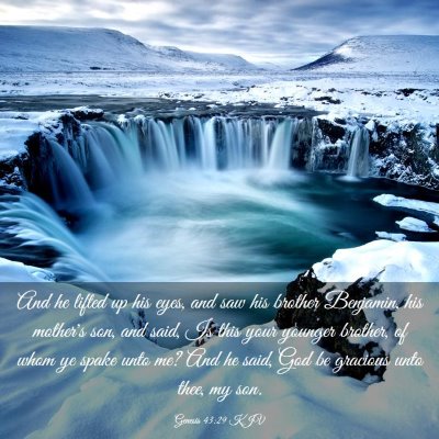 Picture 03 - Genesis 43:29 KJV - And he lifted up his eyes, and saw his brother - Bible Verse Picture