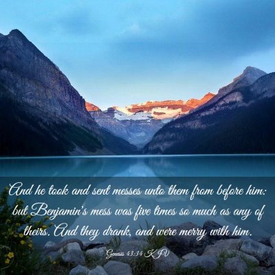 Picture 03 - Genesis 43:34 KJV - And he took and sent messes unto them from before - Bible Verse Picture
