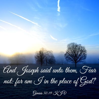 Picture 03 - Genesis 50:19 KJV - And Joseph said unto them, Fear not: for am I in - Bible Verse Picture