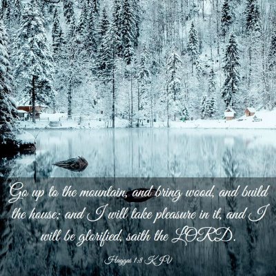 Picture 03 - Haggai 1:8 KJV - Go up to the mountain, and bring wood, and build - Bible Verse Picture