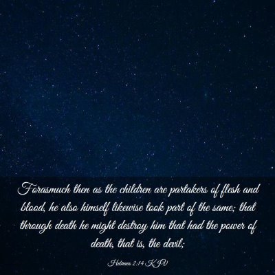 Picture 03 - Hebrews 2:14 KJV - Forasmuch then as the children are partakers of - Bible Verse Picture