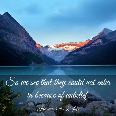 Picture 03 - Hebrews 3:19 KJV - So we see that they could not enter in because of - Bible Verse Picture