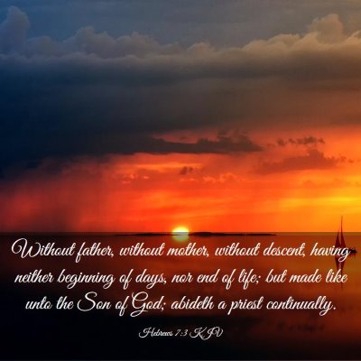 Picture 03 - Hebrews 7:3 KJV - Without father, without mother, without descent, - Bible Verse Picture