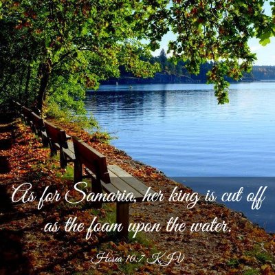 Picture 03 - Hosea 10:7 KJV - As for Samaria, her king is cut off as the foam - Bible Verse Picture