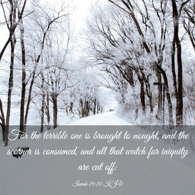 Picture 03 - Isaiah 29:20 KJV - For the terrible one is brought to nought, and - Bible Verse Picture
