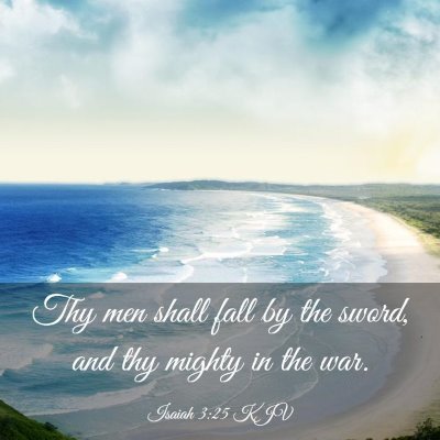 Picture 03 - Isaiah 3:25 KJV - Thy men shall fall by the sword, and thy mighty - Bible Verse Picture