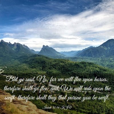 Picture 03 - Isaiah 30:16 KJV - But ye said, No; for we will flee upon horses; - Bible Verse Picture