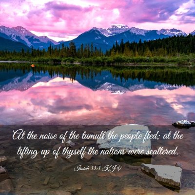 Picture 03 - Isaiah 33:3 KJV - At the noise of the tumult the people fled; at - Bible Verse Picture