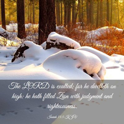 Picture 03 - Isaiah 33:5 KJV - The LORD is exalted; for he dwelleth on high: he - Bible Verse Picture