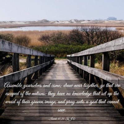 Picture 03 - Isaiah 45:20 KJV - Assemble yourselves and come; draw near together, - Bible Verse Picture