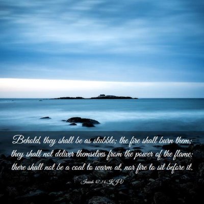 Picture 03 - Isaiah 47:14 KJV - Behold, they shall be as stubble; the fire shall - Bible Verse Picture