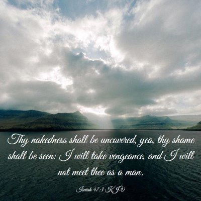 Picture 03 - Isaiah 47:3 KJV - Thy nakedness shall be uncovered, yea, thy shame - Bible Verse Picture