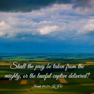 Picture 03 - Isaiah 49:24 KJV - Shall the prey be taken from the mighty, or the - Bible Verse Picture