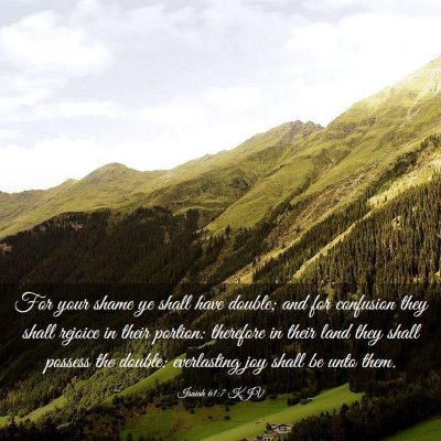 Picture 03 - Isaiah 61:7 KJV - For your shame ye shall have double; and for - Bible Verse Picture