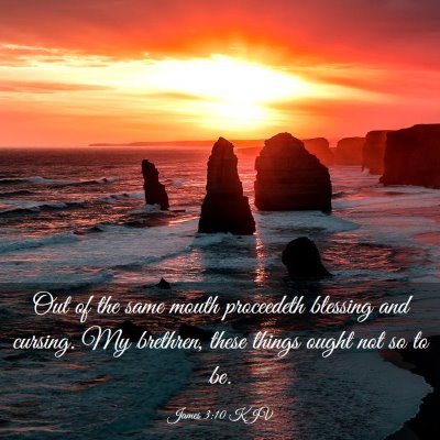 Picture 03 - James 3:10 KJV - Out of the same mouth proceedeth blessing and - Bible Verse Picture