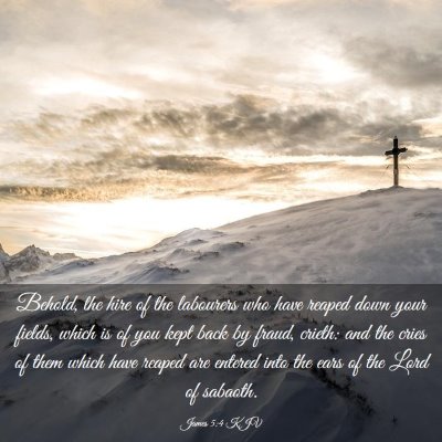 Picture 03 - James 5:4 KJV - Behold, the hire of the labourers who have reaped - Bible Verse Picture
